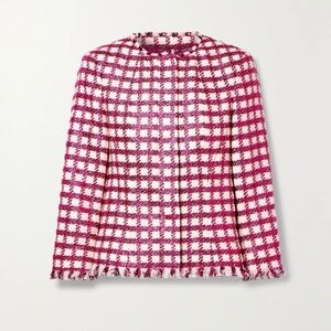Oscar de la Renta Dark Pink and Cream Checkered Blazer